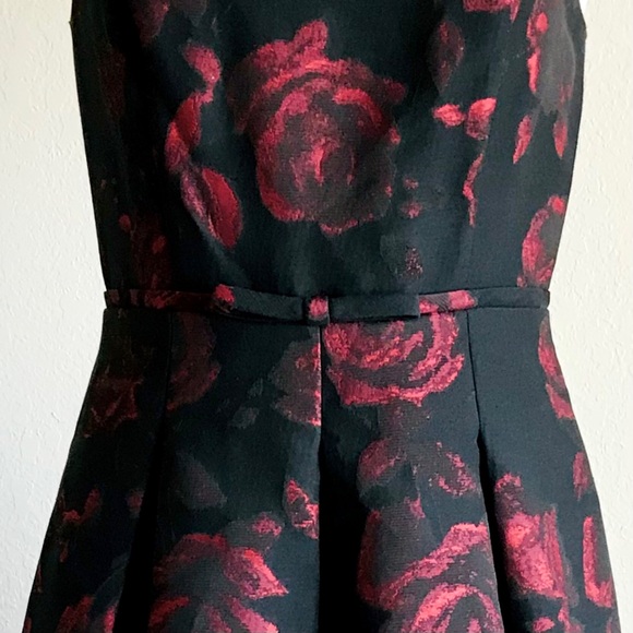 Talbots Women’s Black Red Roses Sleeveless Semi-Formal Cocktail Dress 2 (S/M) - Picture 9 of 15